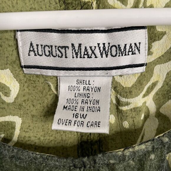 August Max Woman Sleevless Midi Dress 16W Green Sheer Floral Overlay Artsy Lagom - Picture 4 of 11